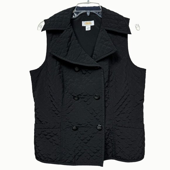 Talbots Jackets & Blazers - Talbots Women’s Quilted Black Vest M Double-Breasted Button Front